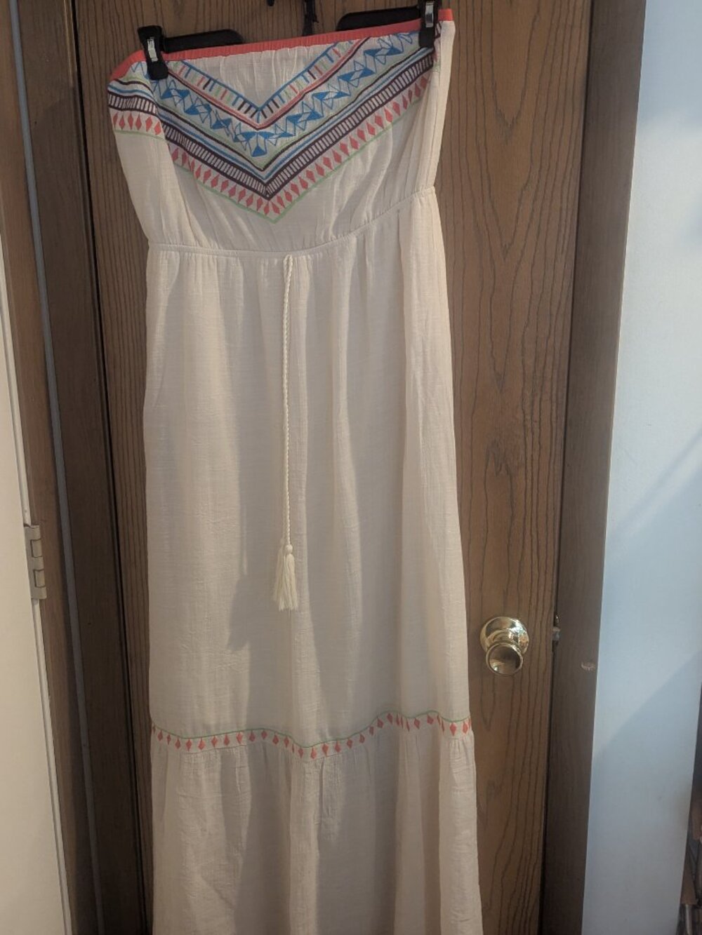 NWT Flying Tomato Strapless Embroidered Boho Tribal Lined Maxi Dress-L